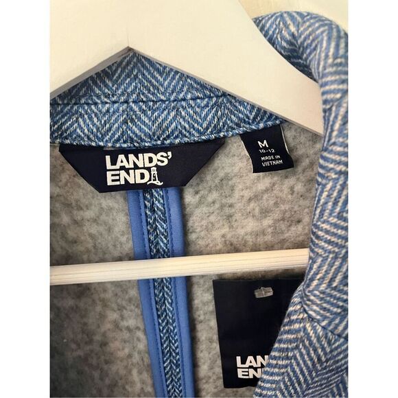 Lands End Blue Herringbone Fleece Blazer Jacket sz M NWT - Picture 4 of 9